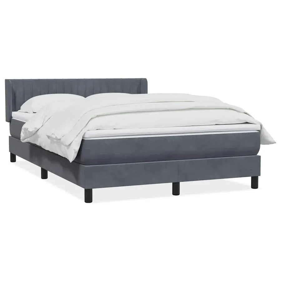 Sommier à lattes de lit et matelas gris foncé 160x220cm velours - 2