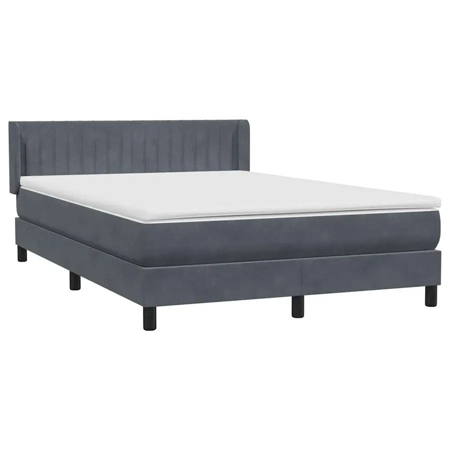 Sommier à lattes de lit et matelas gris foncé 160x220cm velours - 4