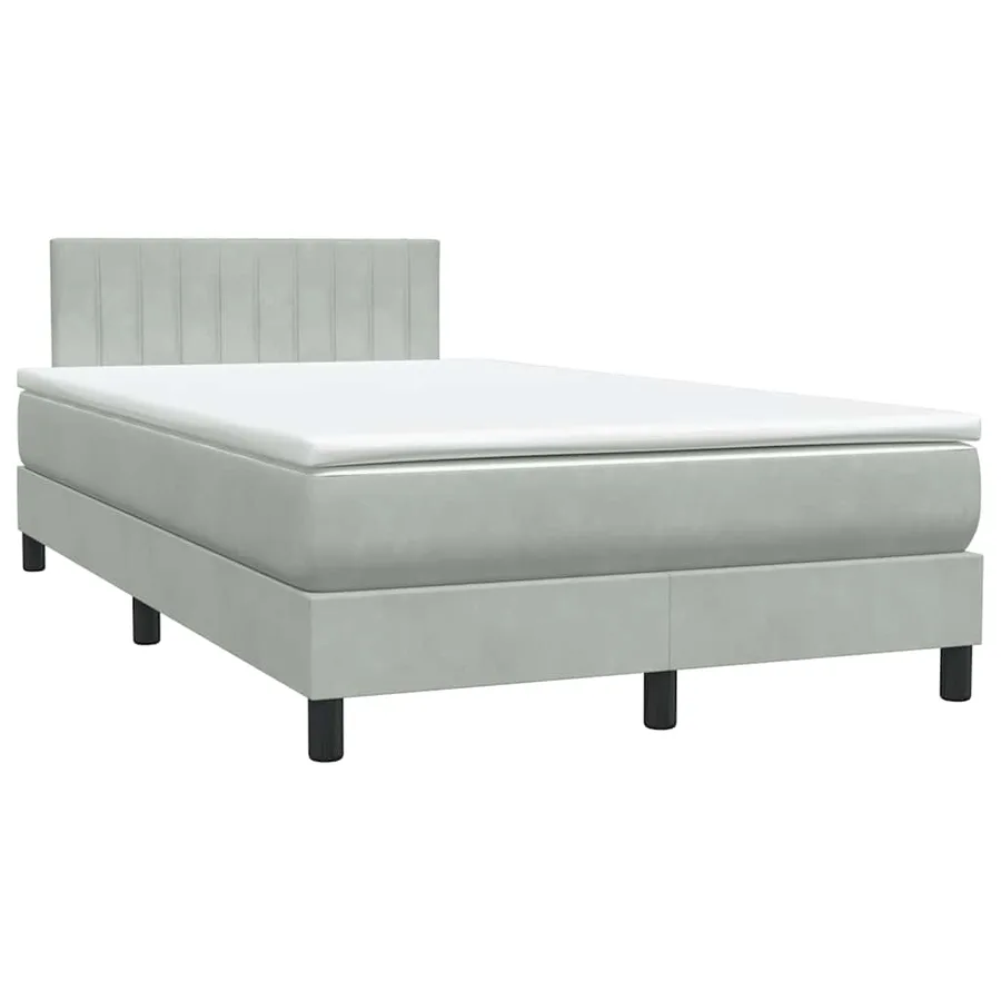 Sommier à lattes de lit et matelas gris clair 120x220cm velours - 2