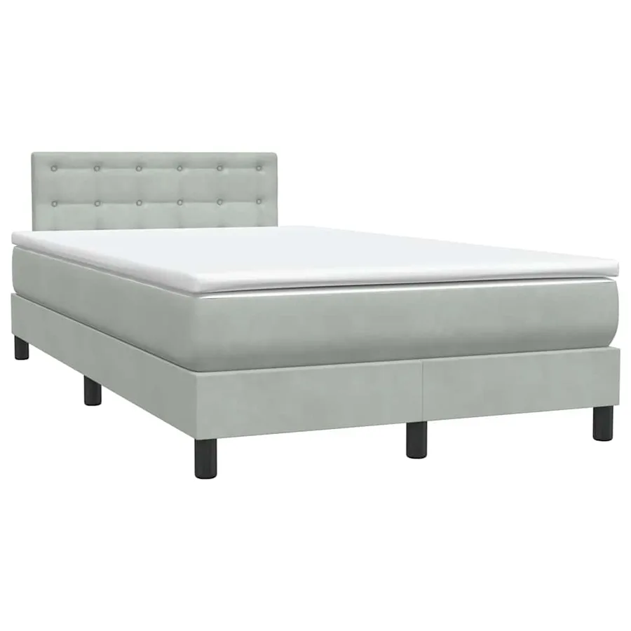Sommier à lattes de lit et matelas gris clair 120x220cm velours - 4