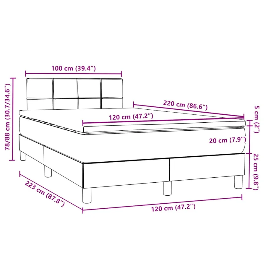 Sommier à lattes de lit avec matelas rose 120x220 cm velours - 12