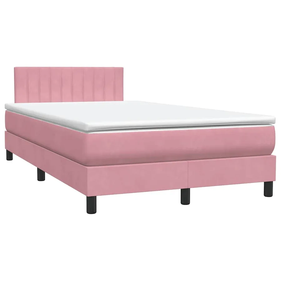 Sommier à lattes de lit avec matelas rose 120x220 cm velours - 2