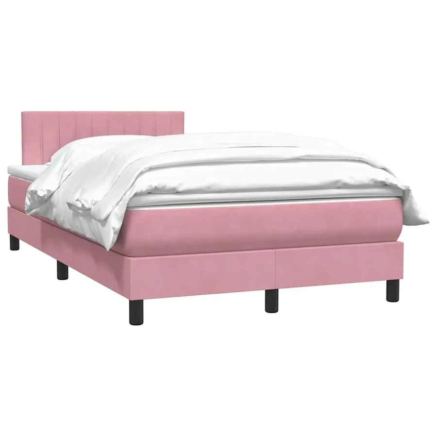 Sommier à lattes de lit avec matelas rose 120x220 cm velours - 4