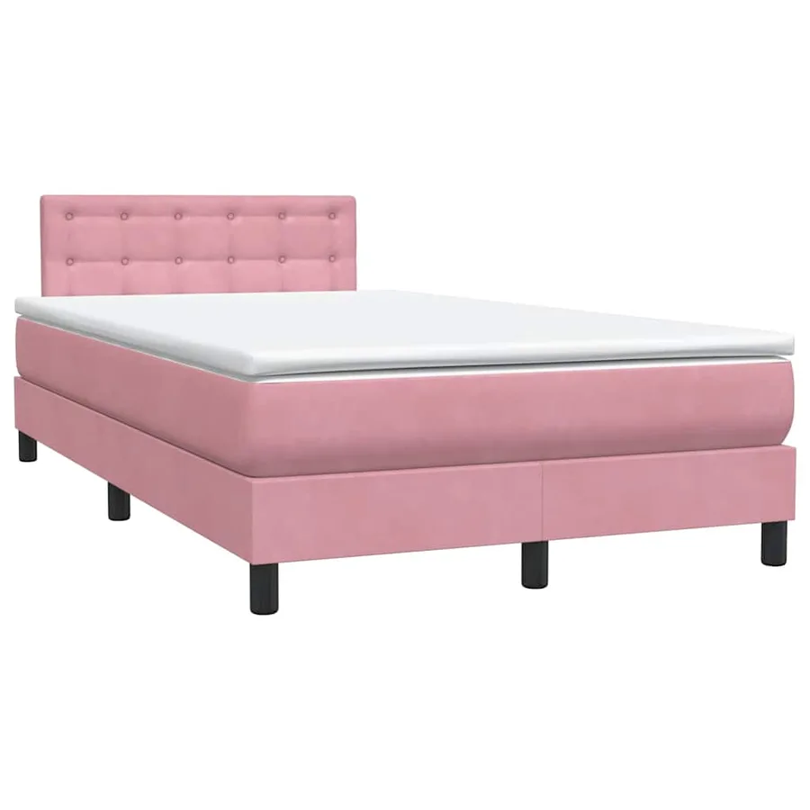 Sommier à lattes de lit avec matelas rose 120x220 cm velours - 4