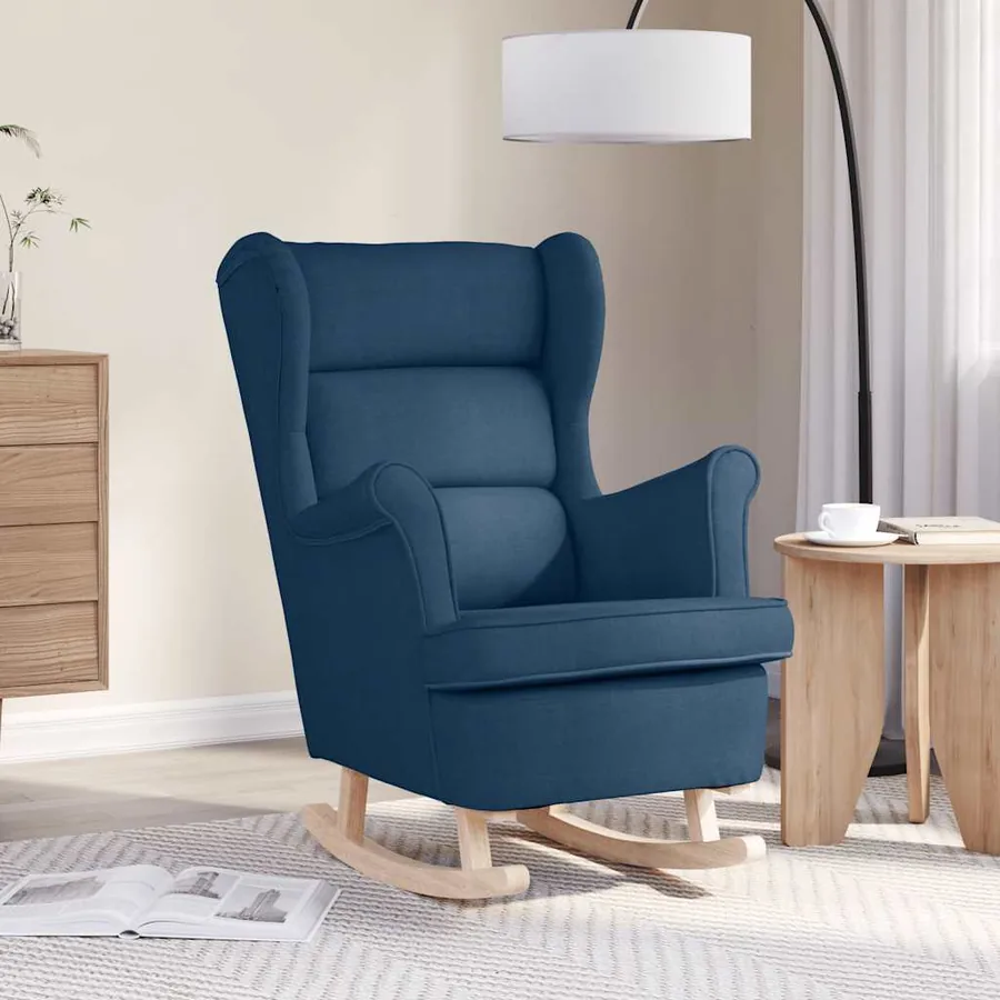 Chaise à bascule bleu 74x90x102 cm tissu