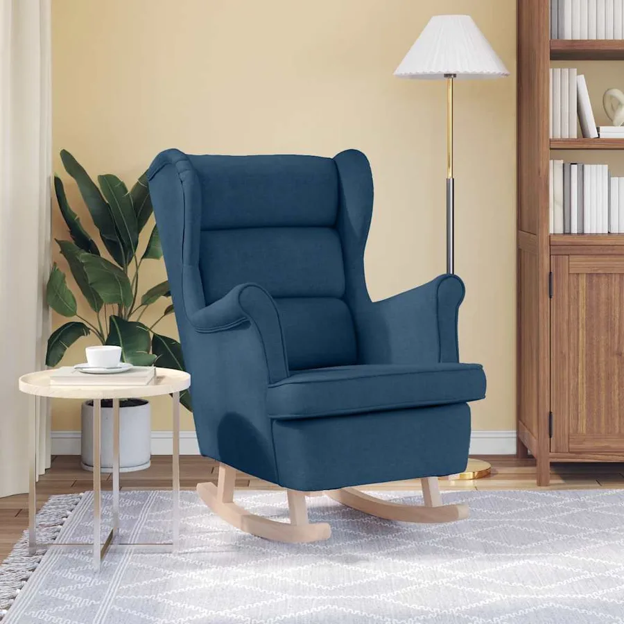 Chaise à bascule bleu 74x90x102 cm tissu - 3
