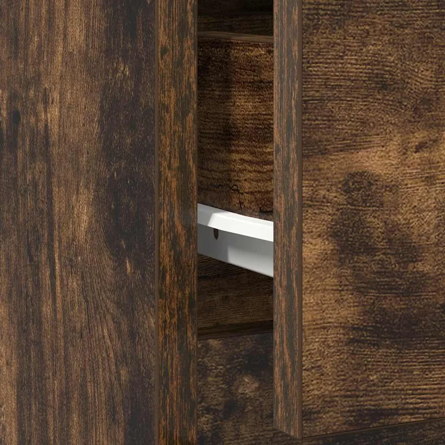 Buffet avec tiroir chêne fumé 71x35x65 cm bois d'ingénierie - 12