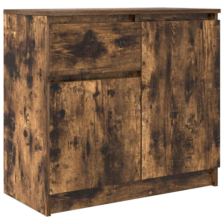Buffet avec tiroir chêne fumé 71x35x65 cm bois d'ingénierie - 2