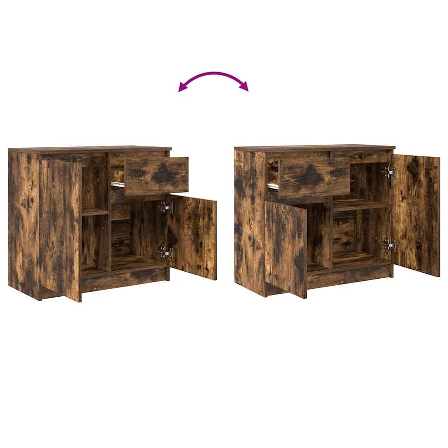 Buffet avec tiroir chêne fumé 71x35x65 cm bois d'ingénierie - 9