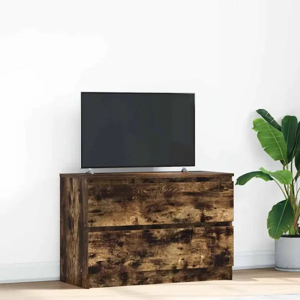 Meuble TV chêne fumé 80x35x54 cm bois d'ingénierie