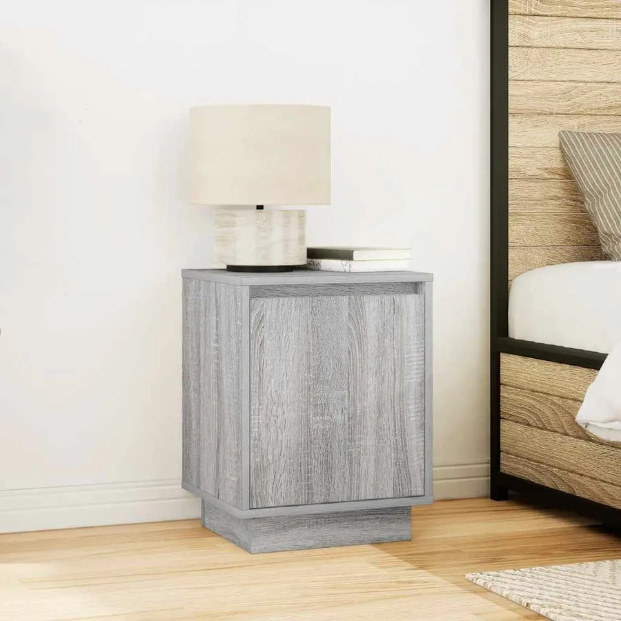 Table de chevet avec lumières LED sonoma gris 38x34x50 cm - 4