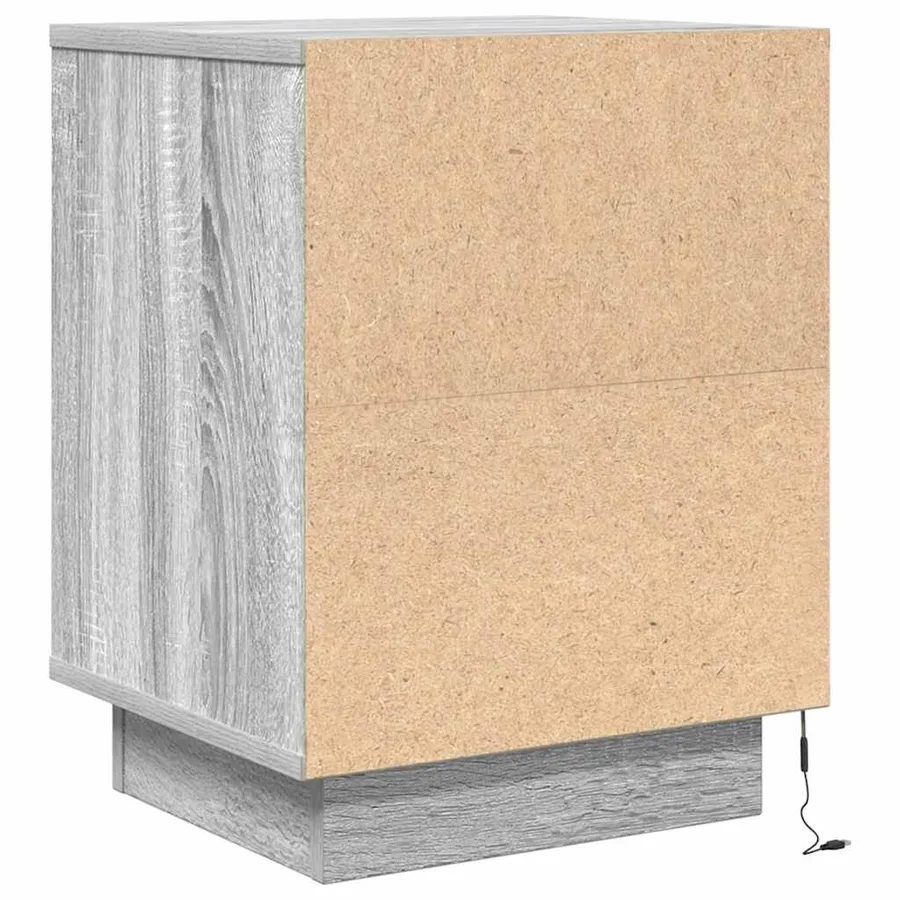 Table de chevet avec lumières LED sonoma gris 38x34x50 cm - 8