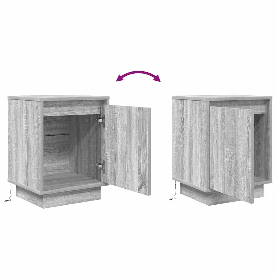 Table de chevet avec lumières LED sonoma gris 38x34x50 cm - 9