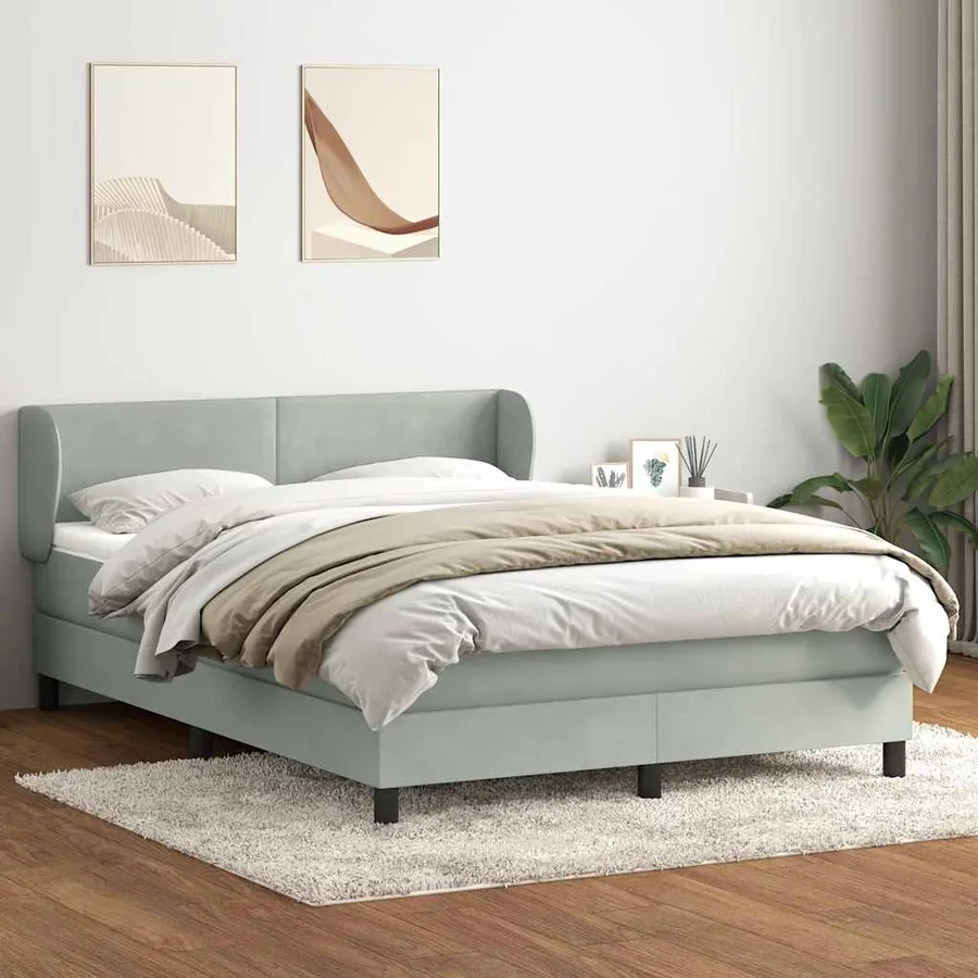 Sommier à lattes de lit et matelas gris clair 140x220cm velours - 3