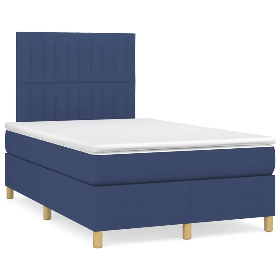 Sommier à lattes de lit avec matelas Bleu 120x200 cm Tissu - 2