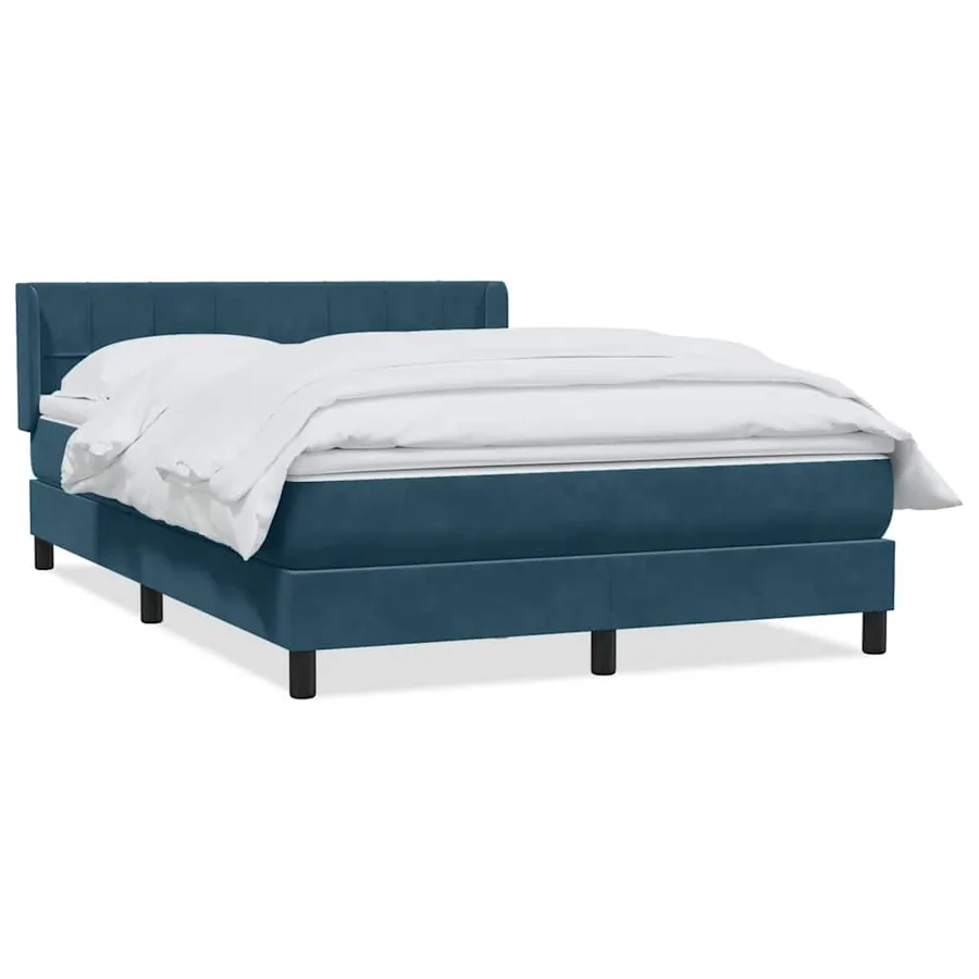 Sommier à lattes de lit et matelas bleu foncé 140x220cm velours - 2