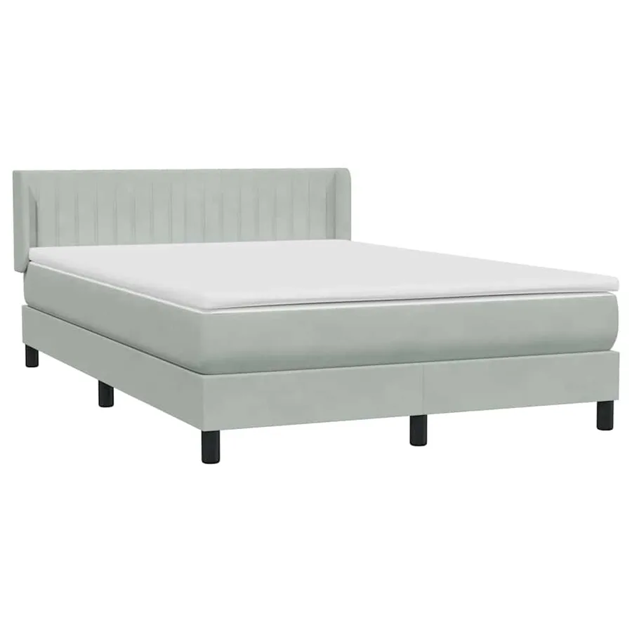 Sommier à lattes de lit et matelas gris clair 140x220cm velours - 2
