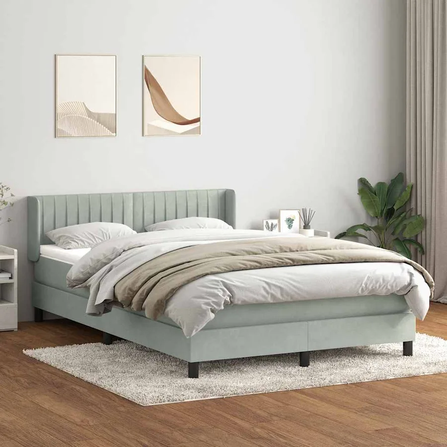 Sommier à lattes de lit et matelas gris clair 140x220cm velours - 3