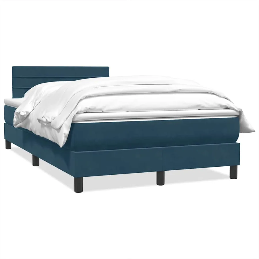 Sommier à lattes de lit et matelas bleu foncé 120x220cm velours - 2
