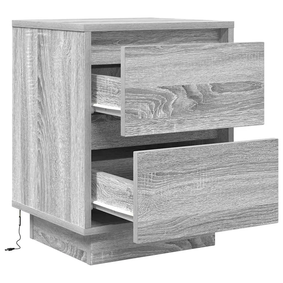 Tables de chevet avec lumières LED 2pcs sonoma gris 38x34x50 cm - 8