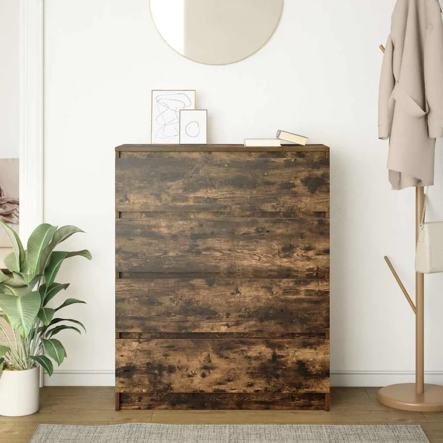 Buffet chêne fumé 80x35x99 cm bois d'ingénierie - 3