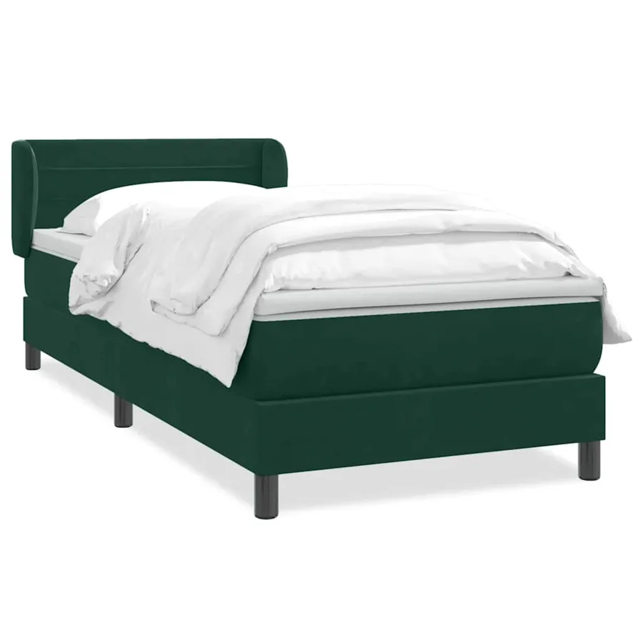 Sommier à lattes de lit et matelas vert foncé 100x220cm velours - 2