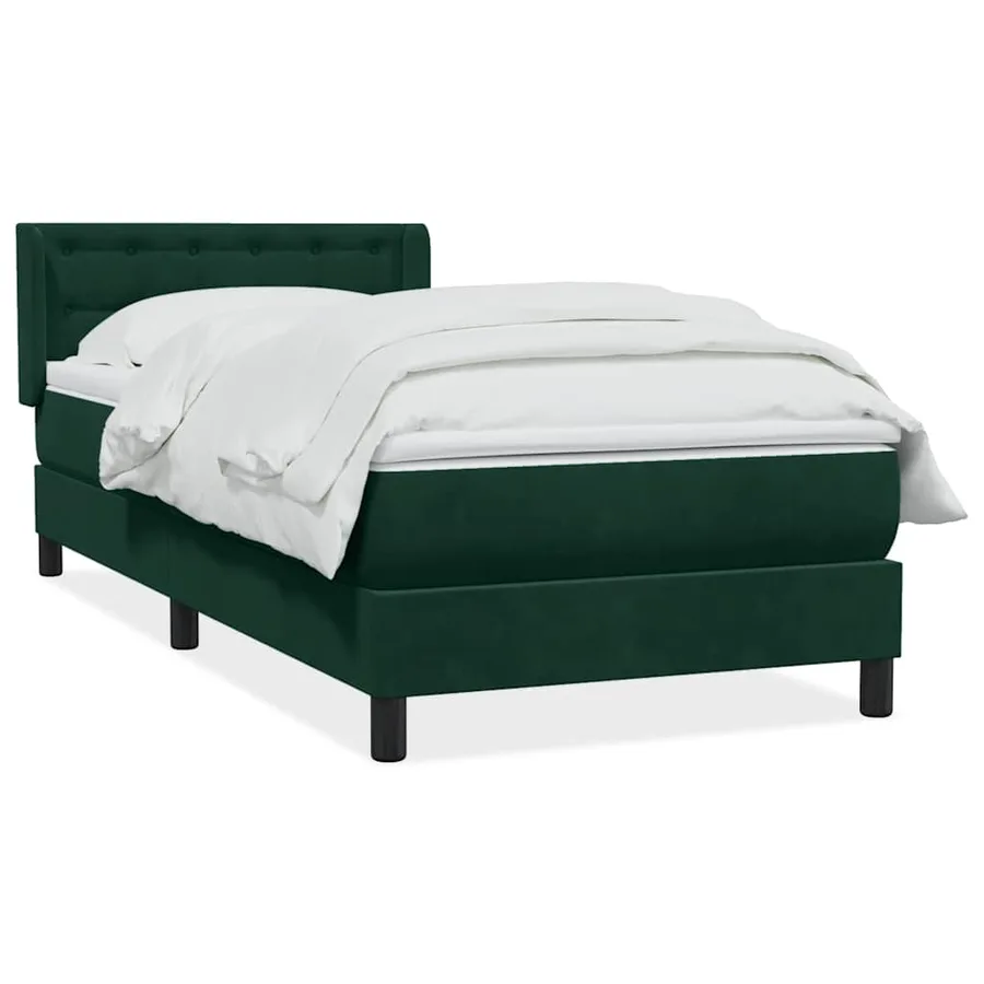 Sommier à lattes de lit et matelas vert foncé 100x220cm velours - 2