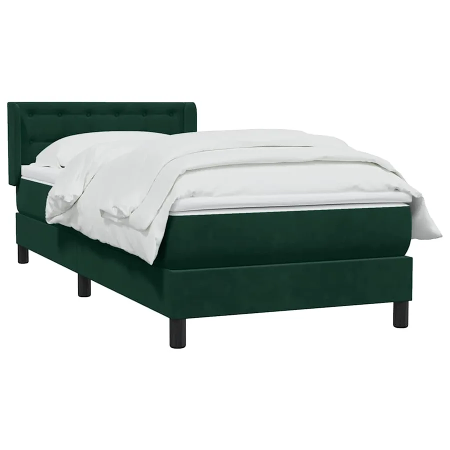 Sommier à lattes de lit et matelas vert foncé 100x220cm velours - 3