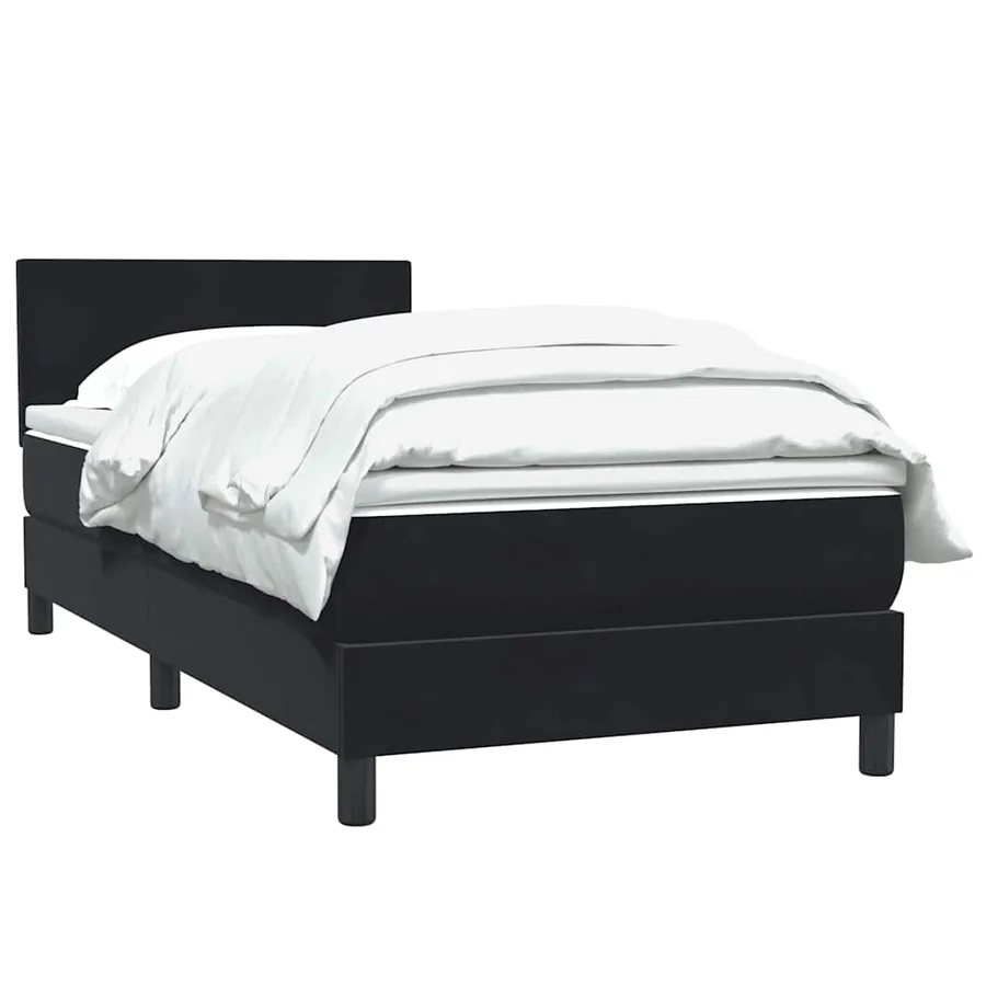 Sommier à lattes de lit avec matelas noir 100x220 cm velours - 3