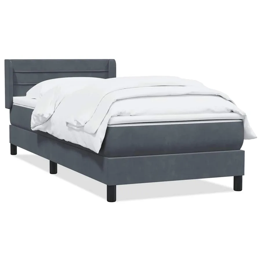 Sommier à lattes de lit et matelas gris foncé 100x220cm velours - 2