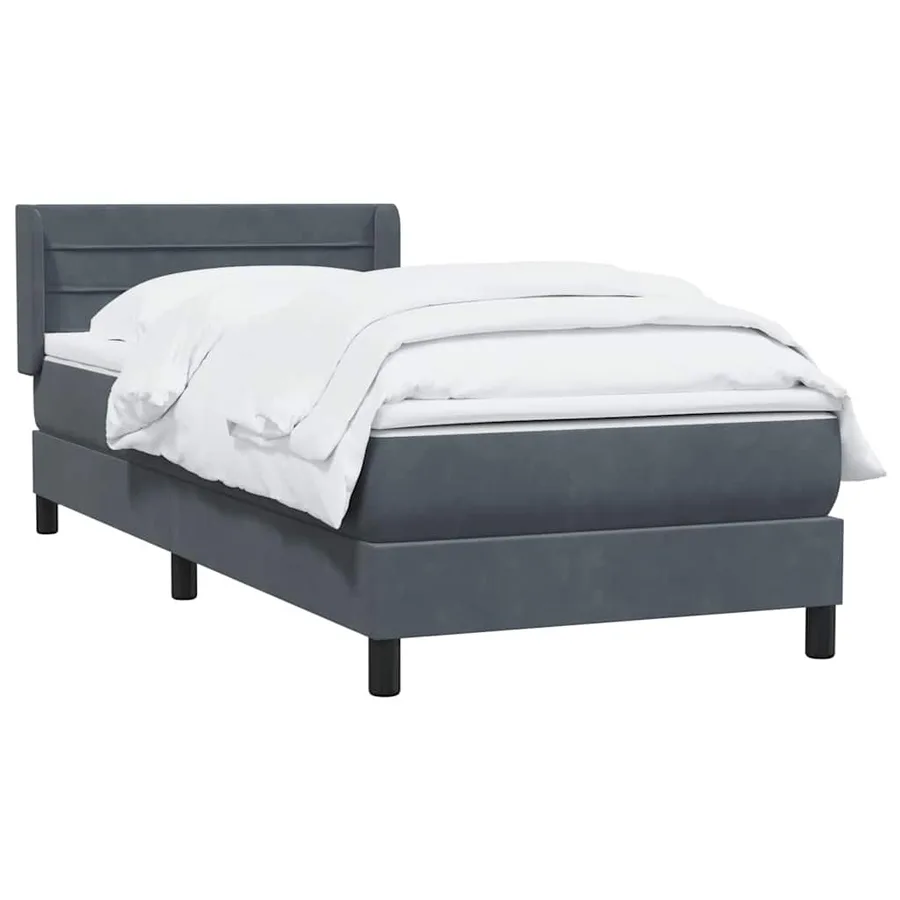 Sommier à lattes de lit et matelas gris foncé 100x220cm velours - 3
