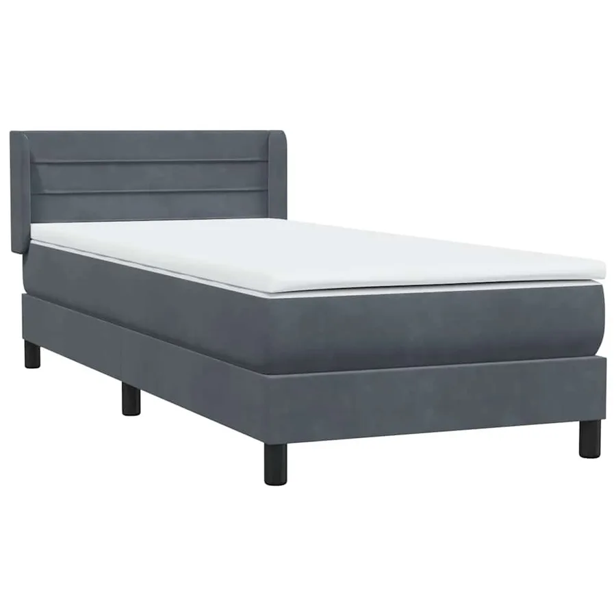 Sommier à lattes de lit et matelas gris foncé 100x220cm velours - 4