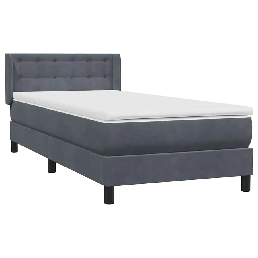 Sommier à lattes de lit et matelas gris foncé 100x220cm velours - 4