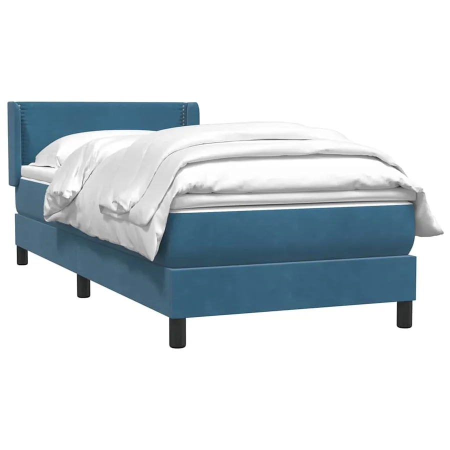 Sommier à lattes de lit et matelas bleu foncé 100x220cm velours - 3