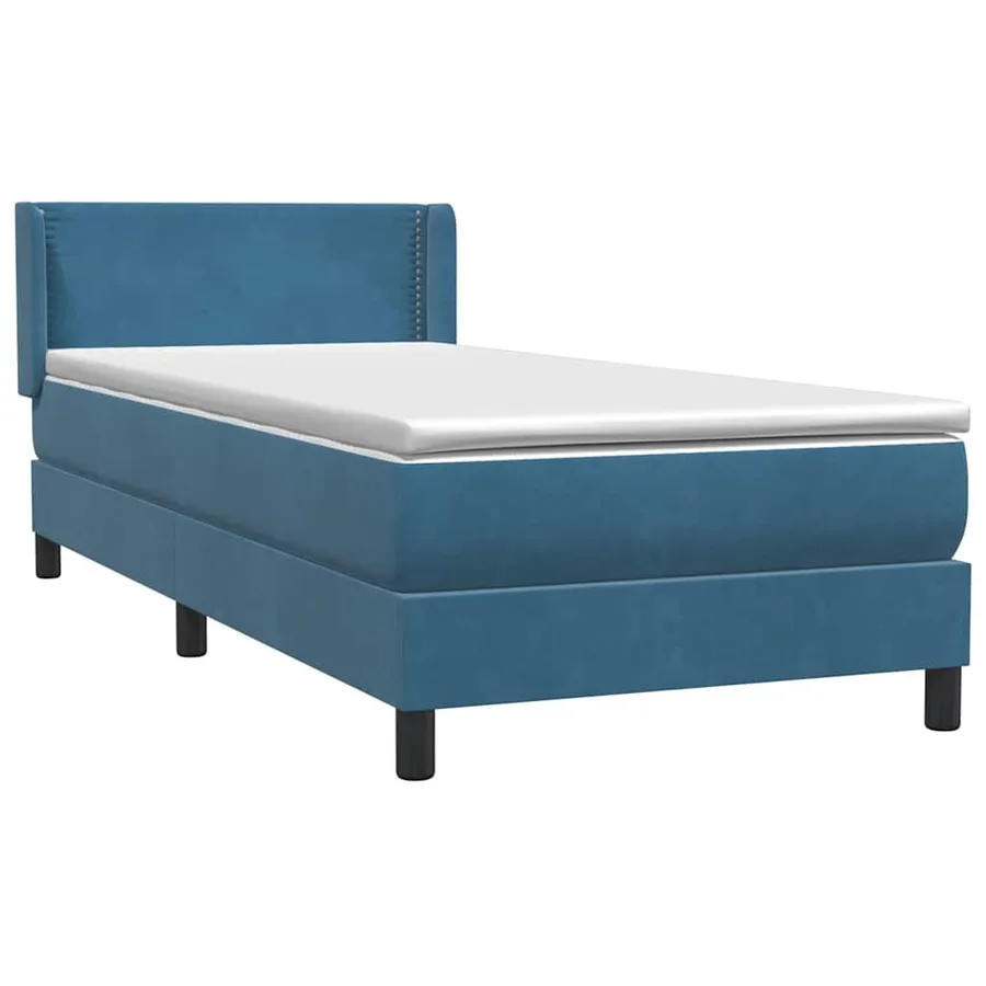 Sommier à lattes de lit et matelas bleu foncé 100x220cm velours - 4