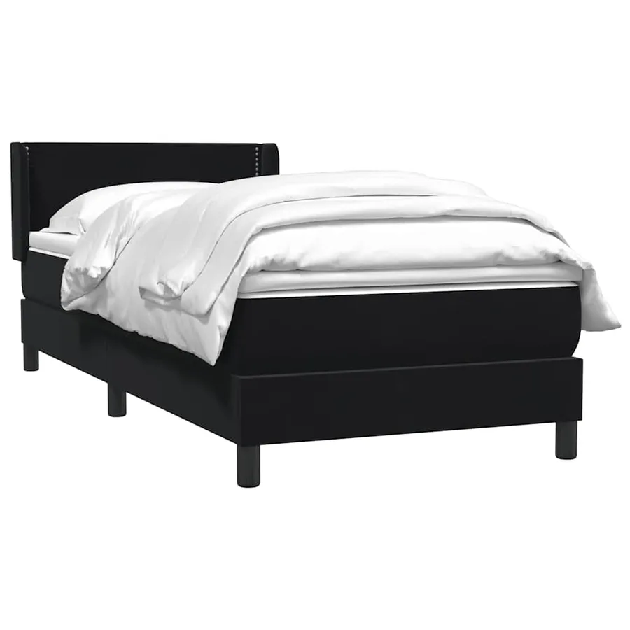 Sommier à lattes de lit avec matelas noir 100x220 cm velours - 3