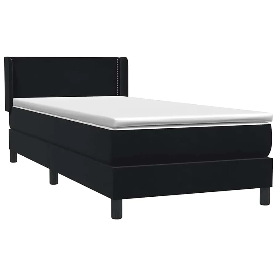 Sommier à lattes de lit avec matelas noir 100x220 cm velours - 4