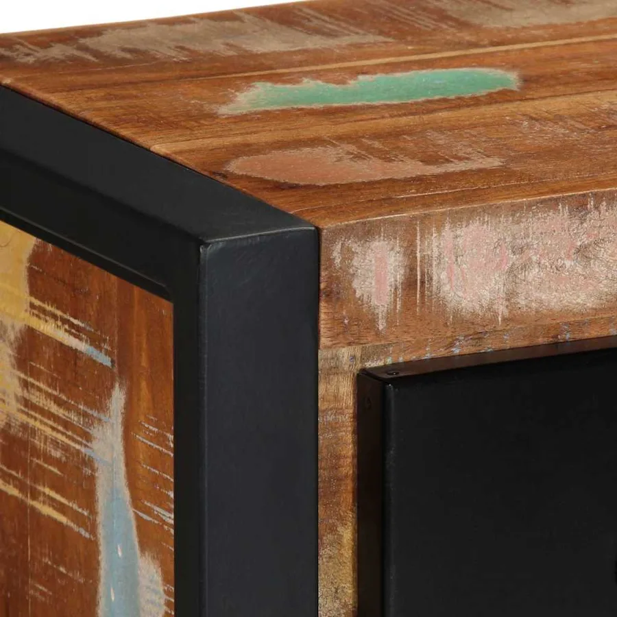Meuble TV 100x30x25 cm Bois de récupération solide - 6