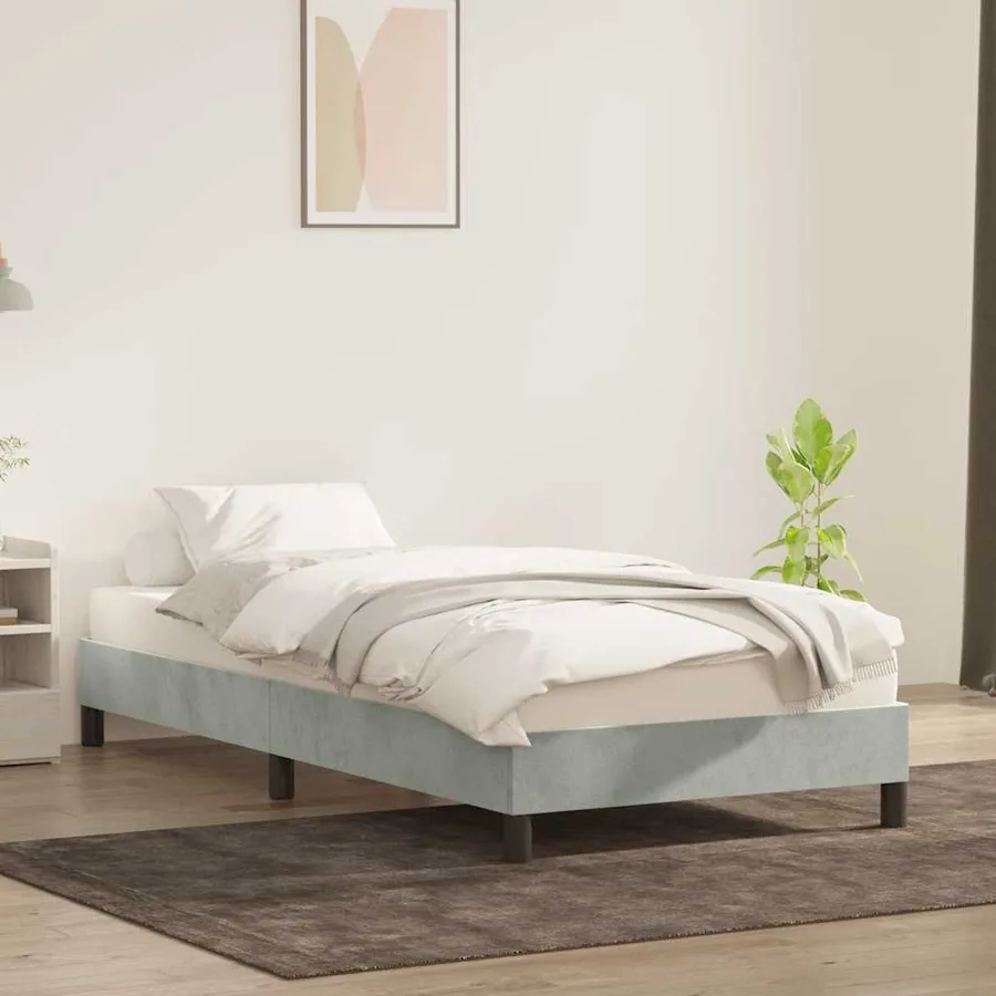 Cadre de lit sans matelas gris clair 100x220 cm velours - 3