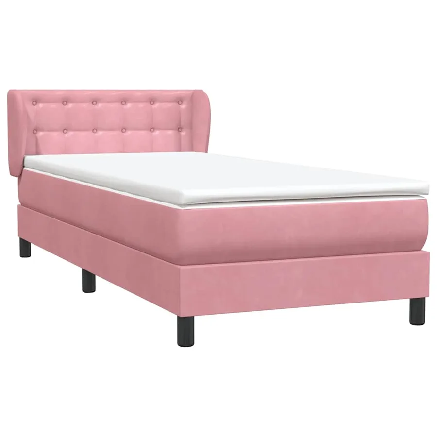 Sommier à lattes de lit avec matelas rose 100x220 cm velours - 4