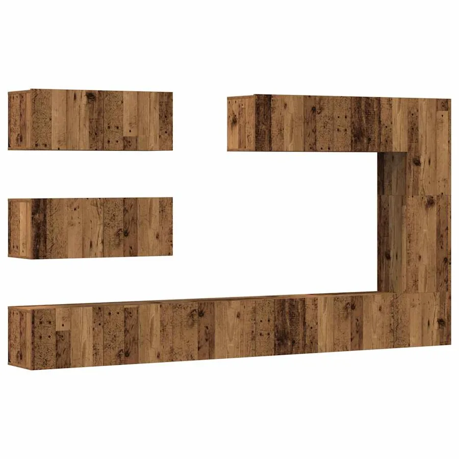 Ensemble de meuble TV mural 7 pcs vieux bois bois d'ingénierie - 2