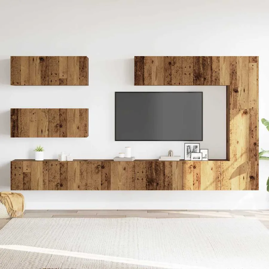 Ensemble de meuble TV mural 7 pcs vieux bois bois d'ingénierie - 3