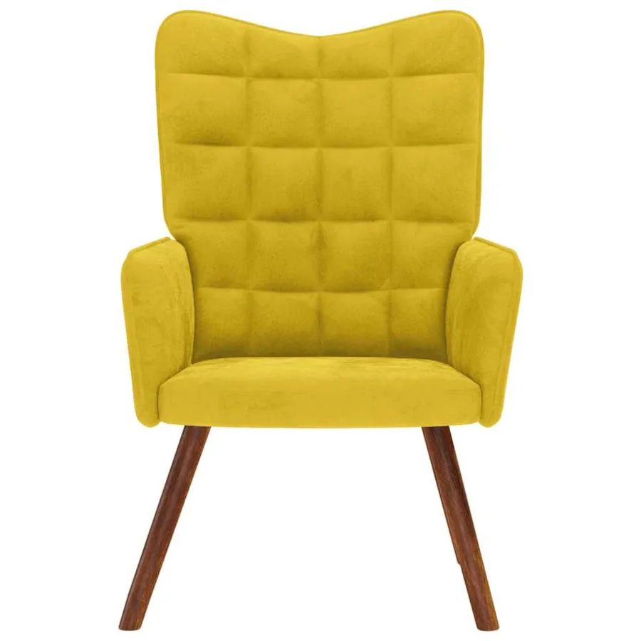 Chaise de relaxation jaune velours - 3