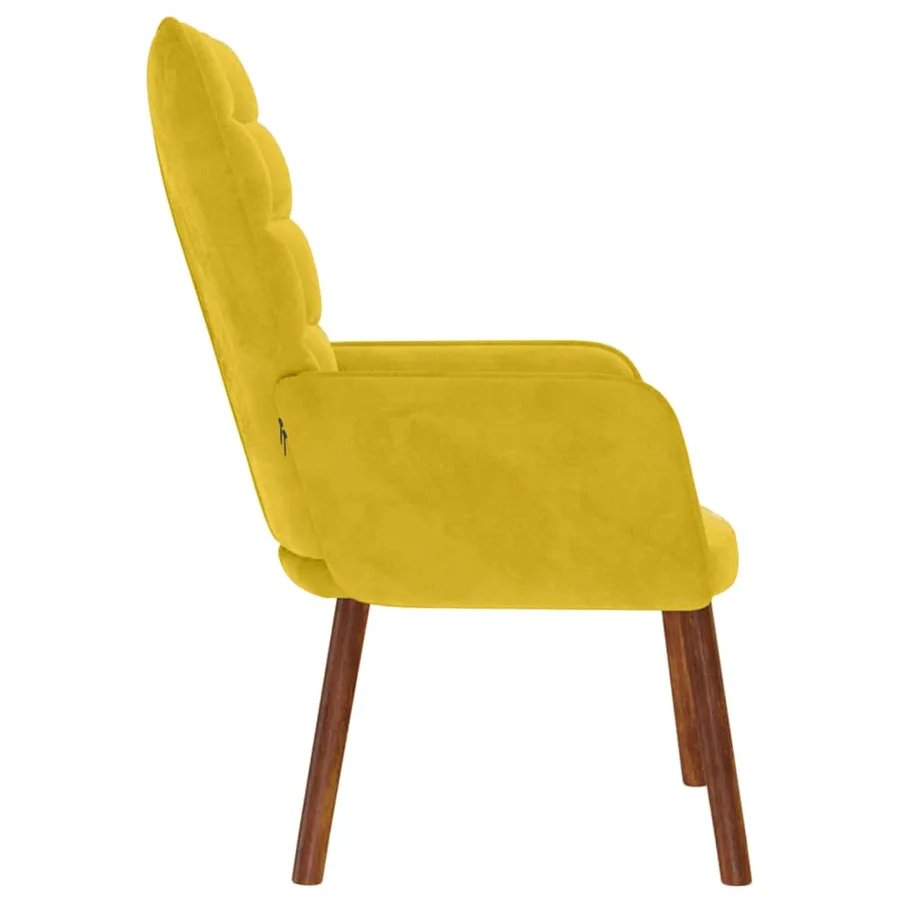 Chaise de relaxation jaune velours - 4