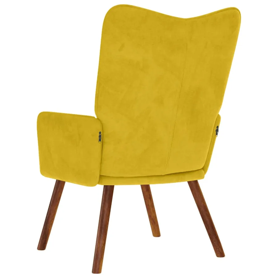 Chaise de relaxation jaune velours - 5