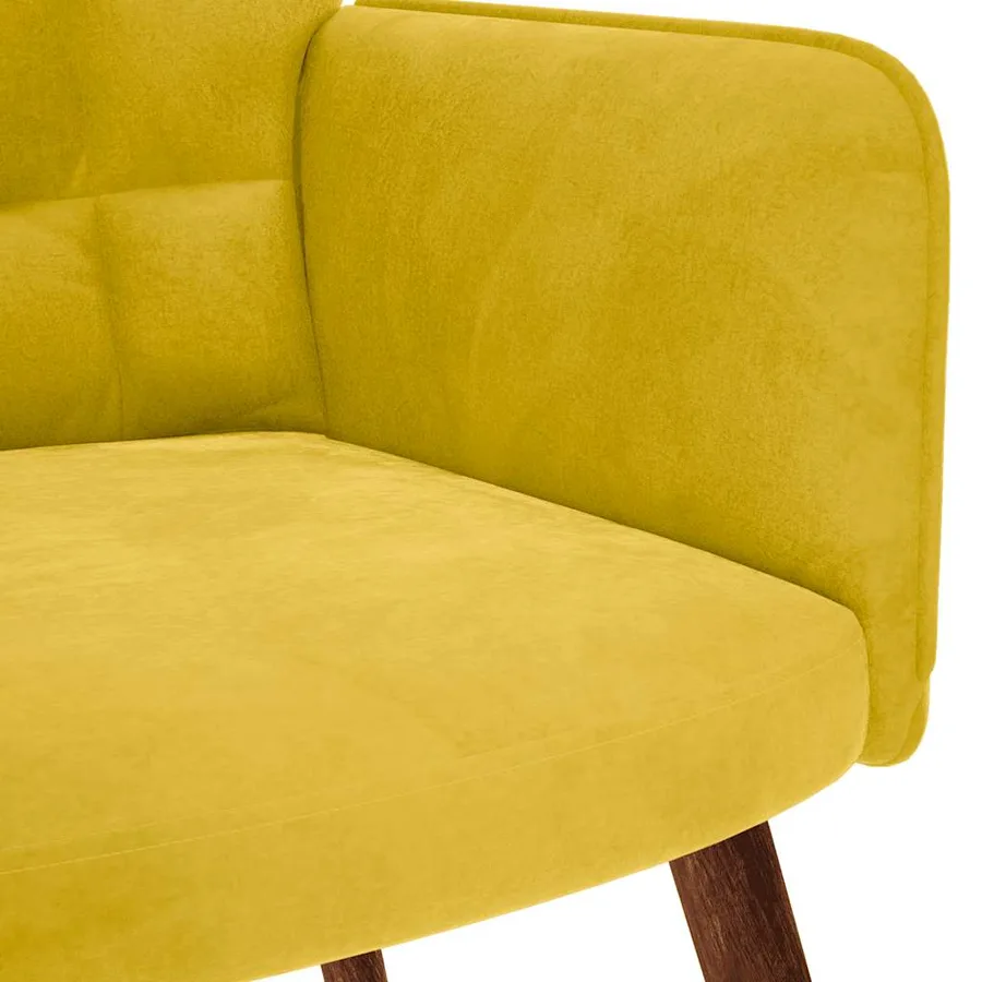 Chaise de relaxation jaune velours - 6