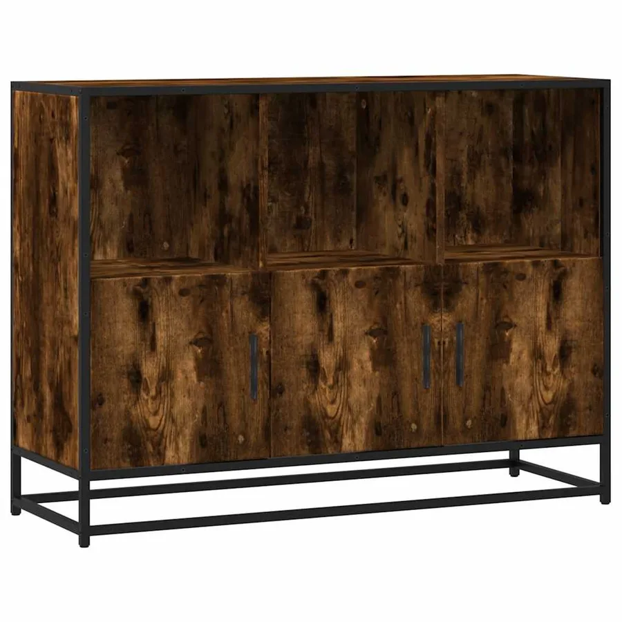 Buffet chêne fumé 100x35x76 cm bois d'ingénierie - 2