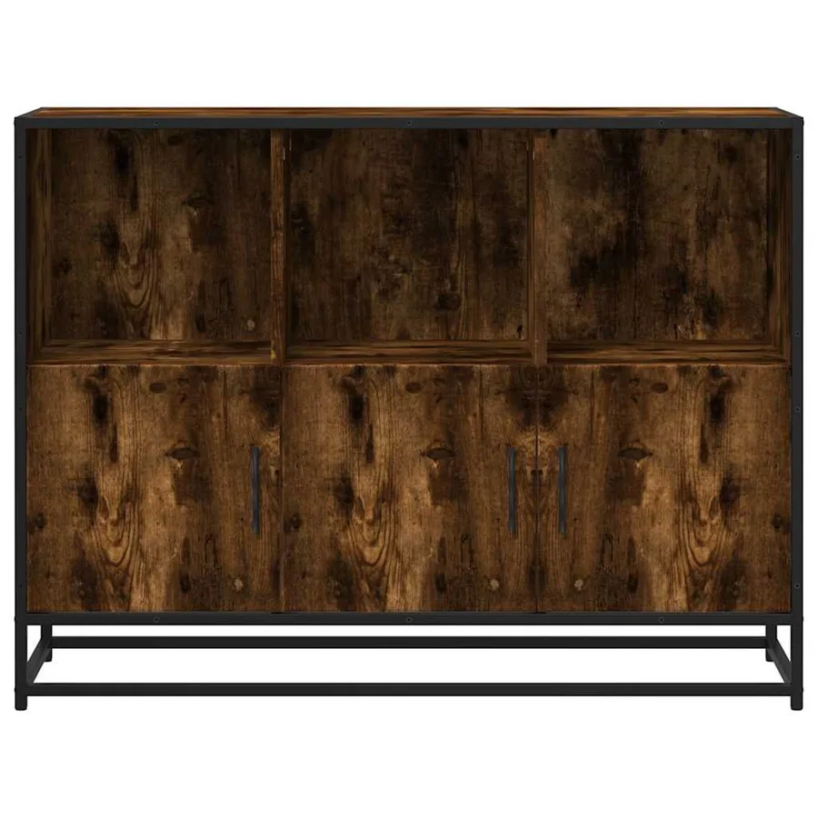 Buffet chêne fumé 100x35x76 cm bois d'ingénierie - 4