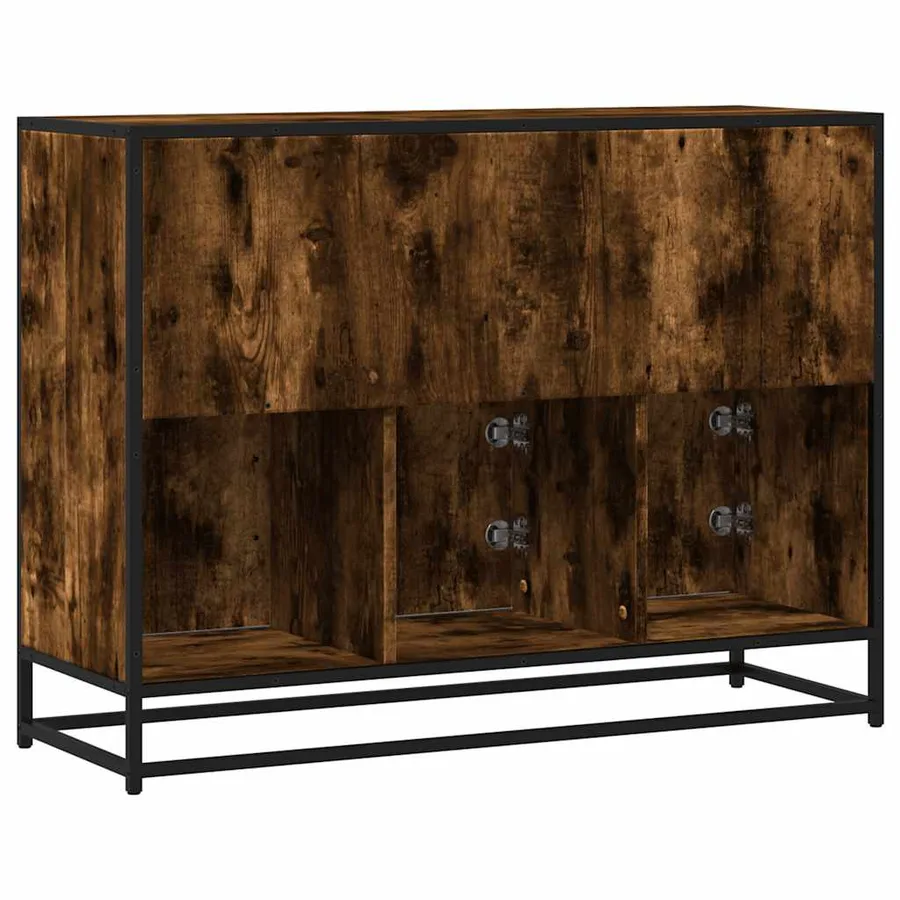 Buffet chêne fumé 100x35x76 cm bois d'ingénierie - 6