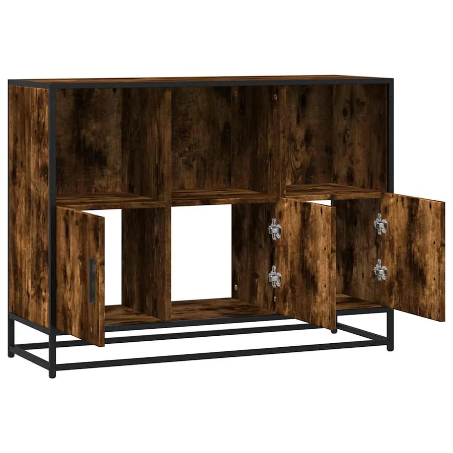 Buffet chêne fumé 100x35x76 cm bois d'ingénierie - 7